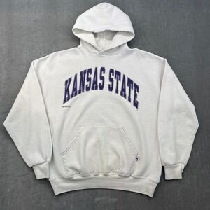 Kansas State Wildcats Men's Large White Russell Athletic Hoodie Sweatshirt
